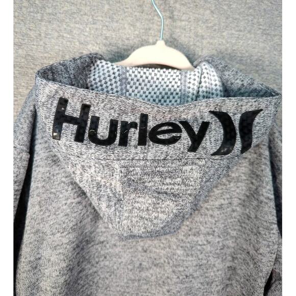 Hurley Hoodie Boys Medium Gray Logo Kangaroo Pockets Long Sleeve Full Zip - Picture 3 of 11